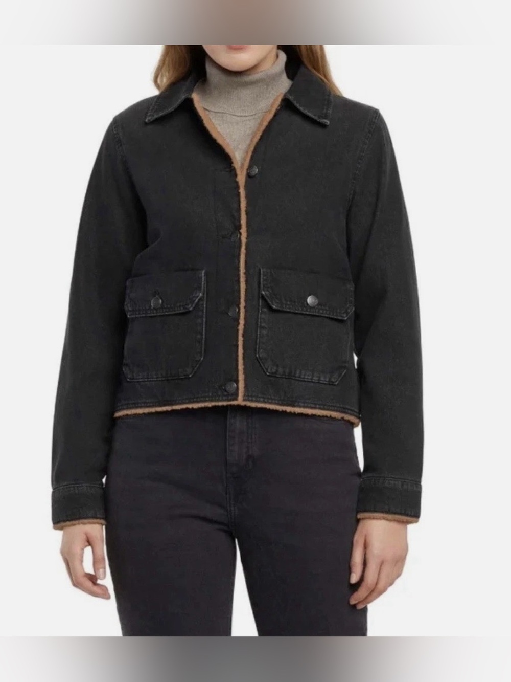 Woolrich Sherpa Lined Black Wash Denim Jacket, Sz XS, NWT